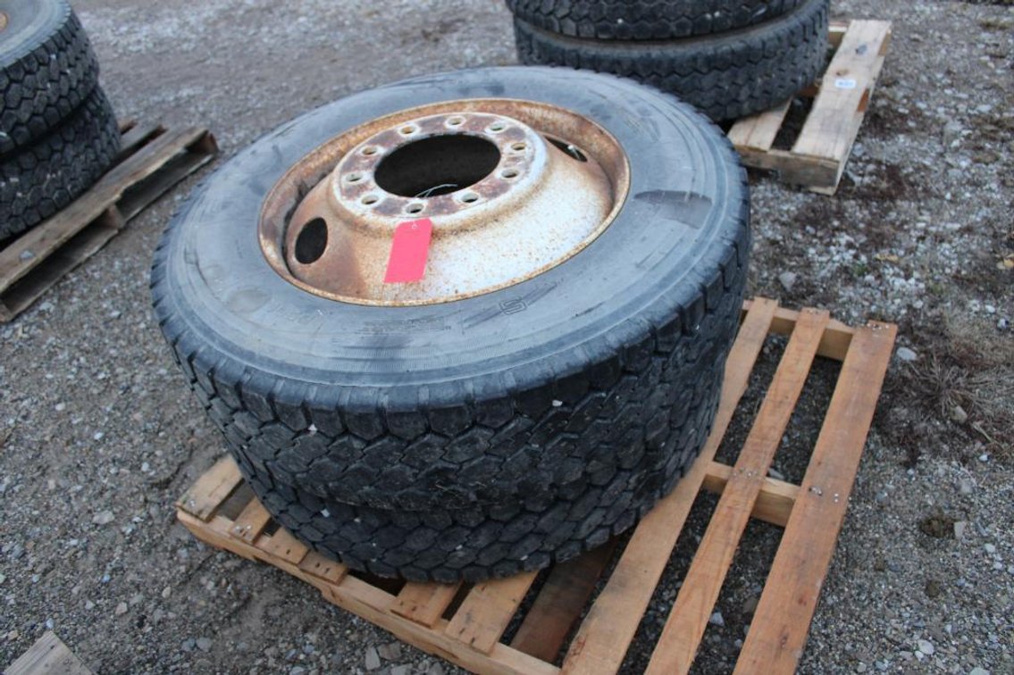 DUMP TRUCK DRIVE RIMS AND TIRES