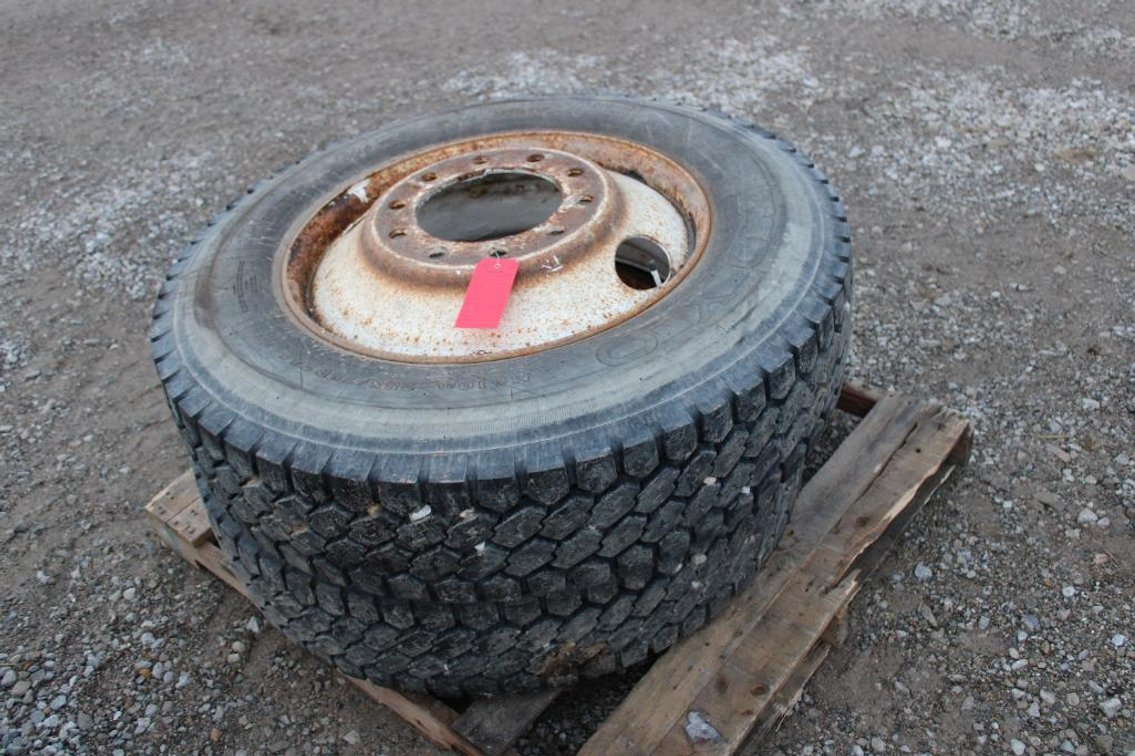 DUMP TRUCK DRIVE RIMS AND TIRES