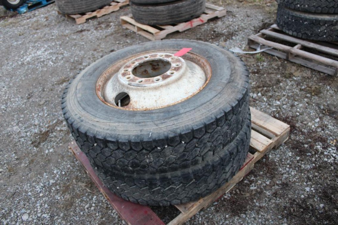 DUMP TRUCK DRIVE RIMS AND TIRES