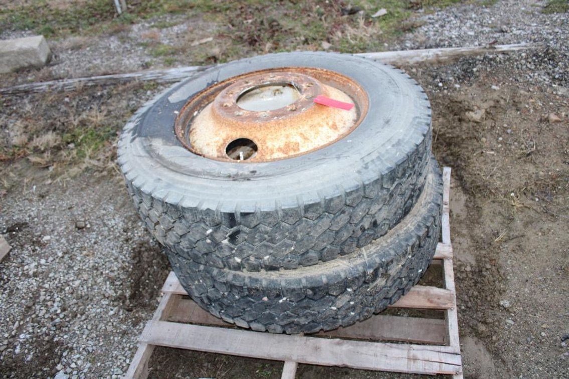 DUMP TRUCK DRIVE RIMS AND TIRES