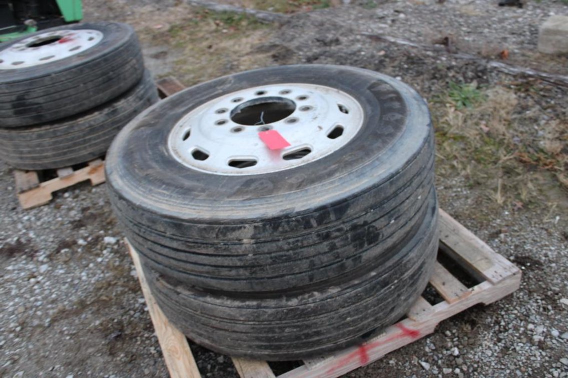 DUMP TRUCK STEER RIMS AND TIRES