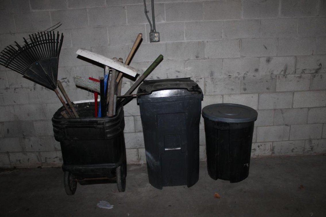 TRASH CANS AND LONG HANDLE TOOLS