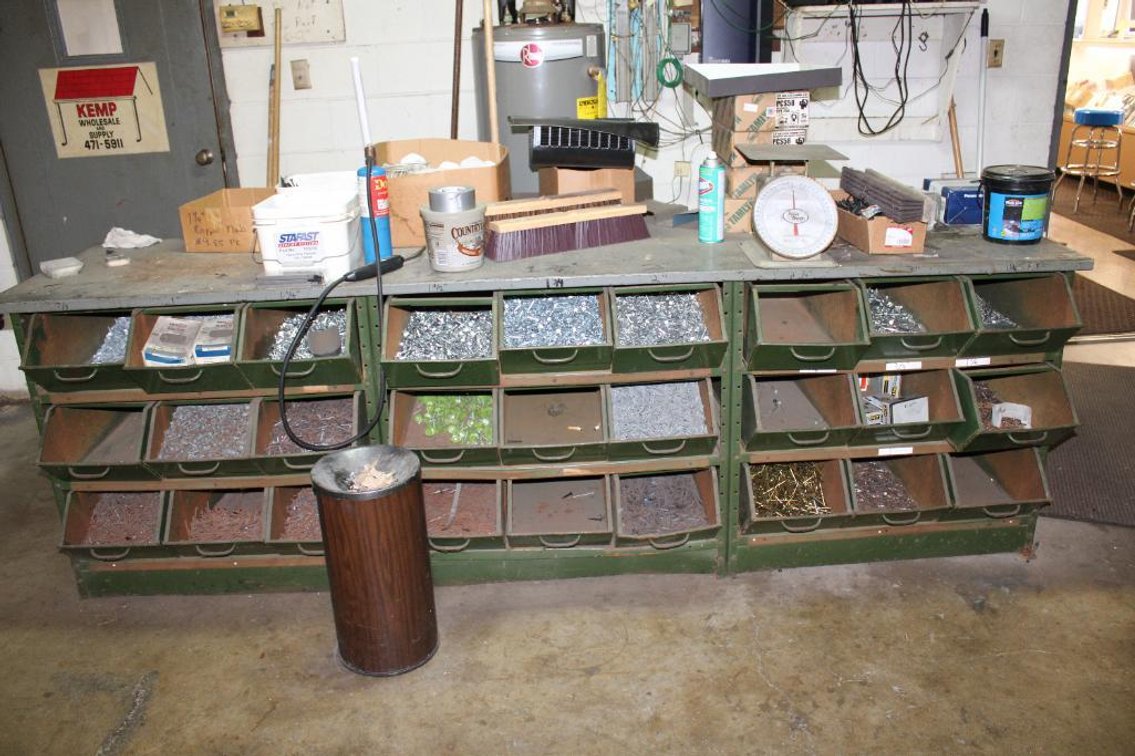 NAIL ORGANIZER TABLE AND CONTENTS