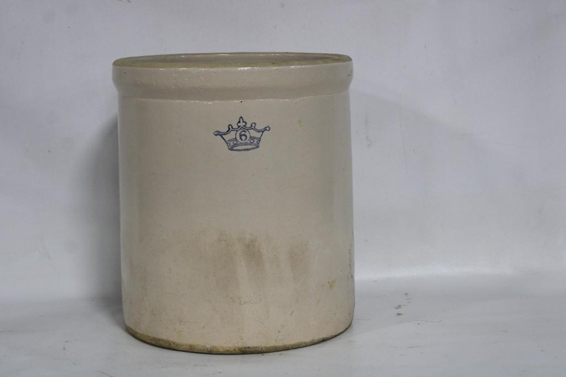 6 GAL CROWN STAMPED CROCK