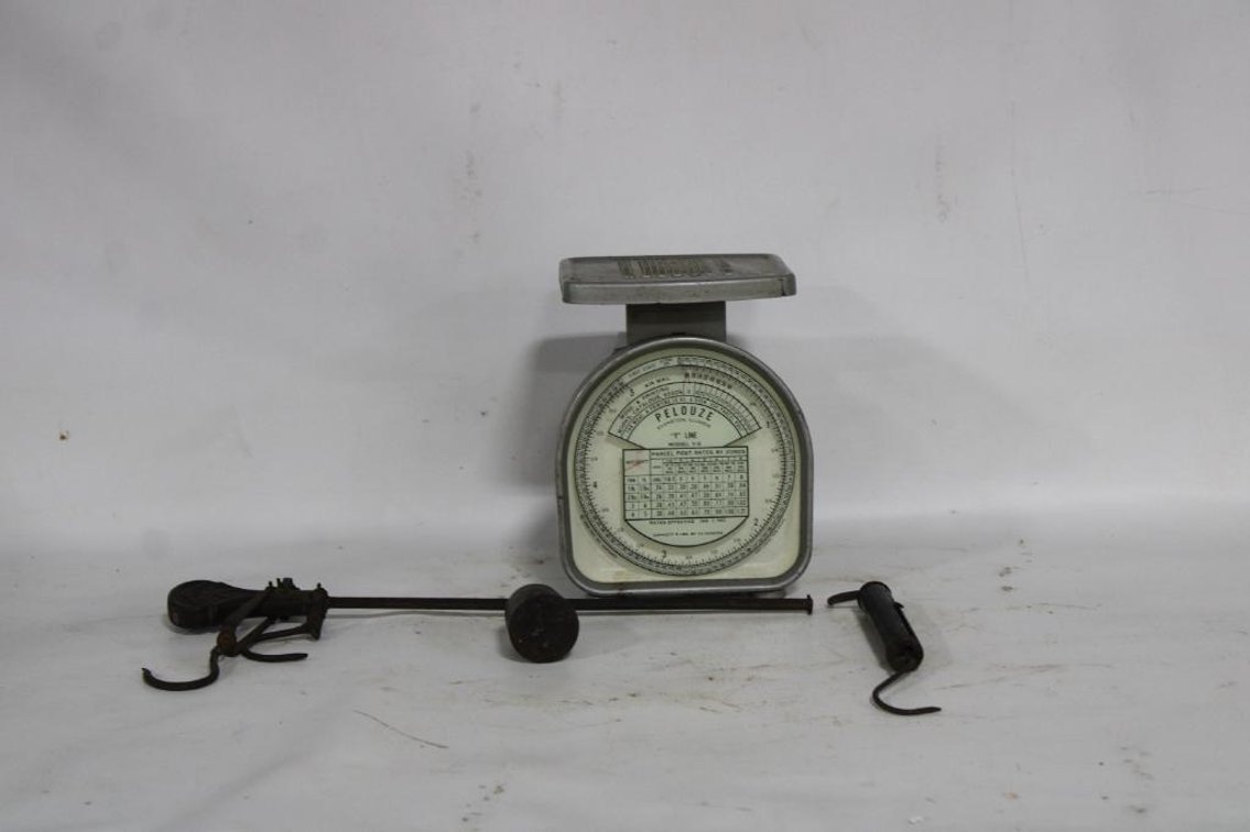VINTAGE PELOUZE MAIL SCALE W/ OTHER SCALE AND PARTS