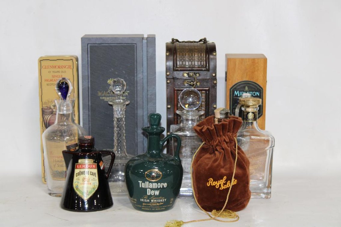 LIQUOR BOXES AND BOTTLES