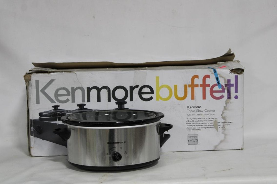 KENMORE TRIPLE SLOW COOKER AND HAMILTON BEACH SLOW COOKER