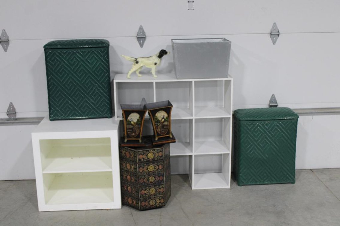 HAMPERS, SHELVES, ETC