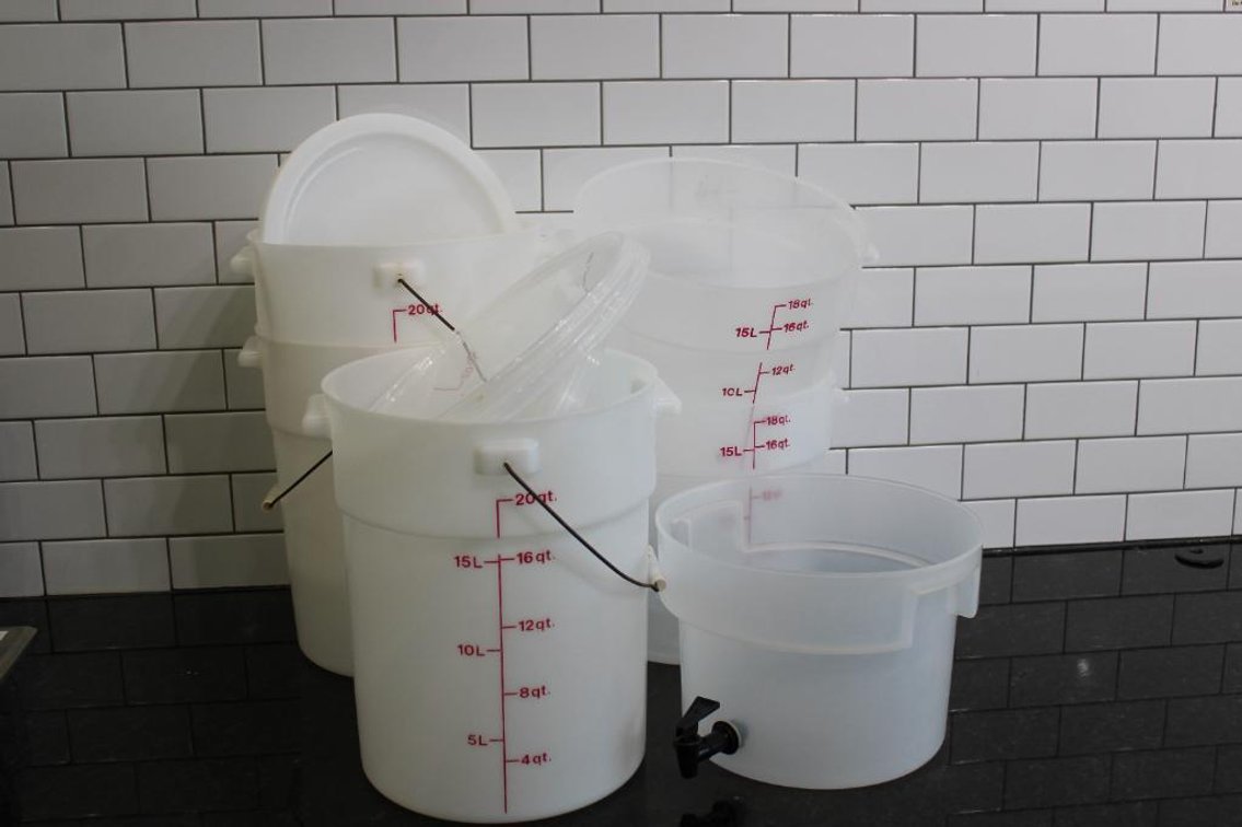 STORAGE MEASURING CONTAINERS, SOME W/ SPOUTS