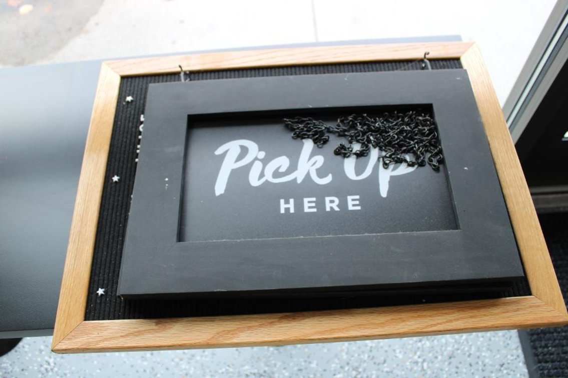 ORDER/PICK UP HERE SIGNS, PEG BOARD SIGN