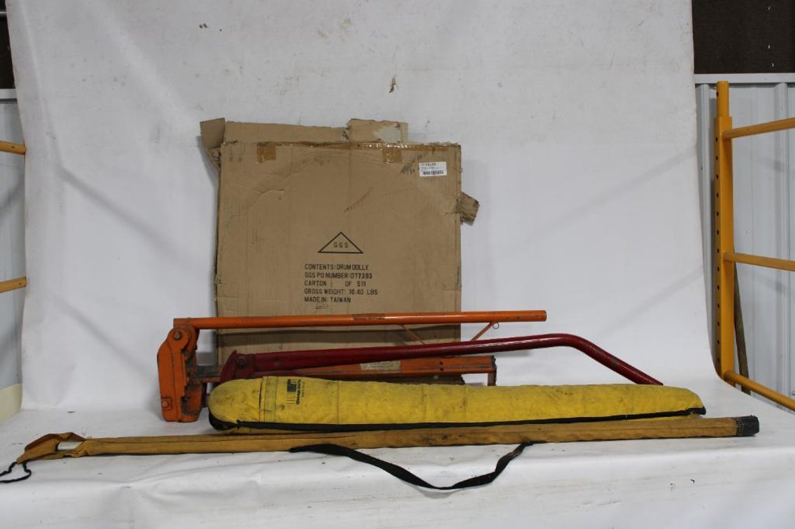 ANGLE IRON SHEARS, MAGNETIC LOCATOR, TRANSIT ROD, ETC