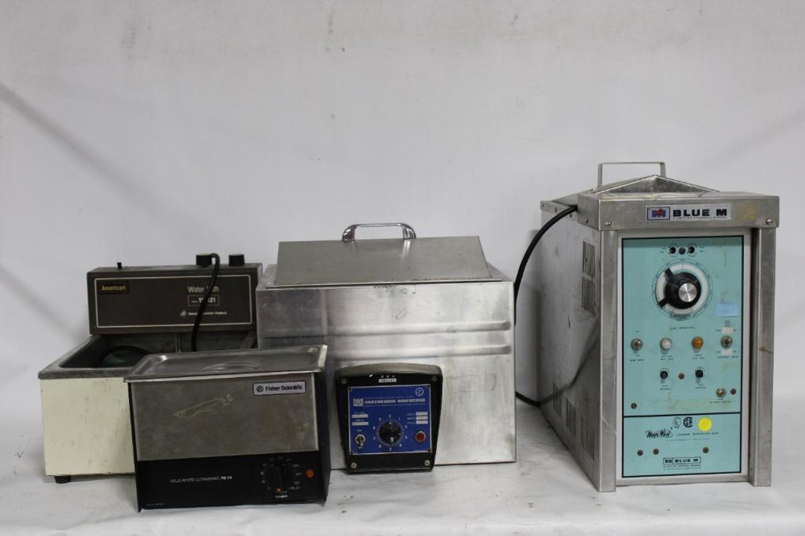 BLUE M MAGNI WHIRL, MATHESON SCIENTIFIC CLEANER. FS-14 ULTRASONIC CLEANER, ETC