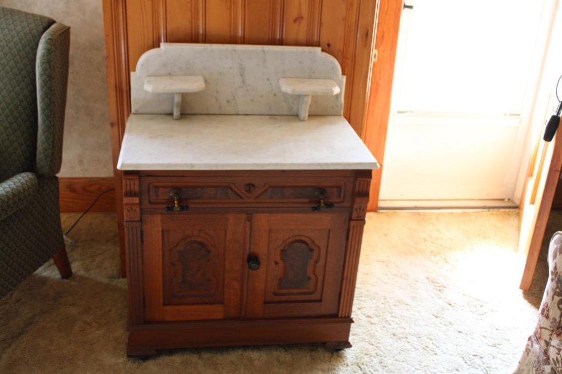 ANTIQUE MARBLE TOP WASHSTAND