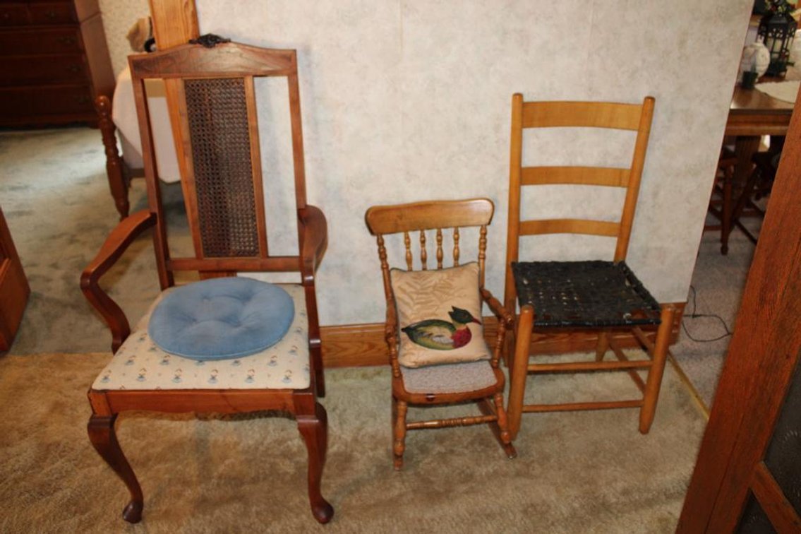 CHILDRENS ROCKING CHAIR AND OTHER CHAIRS