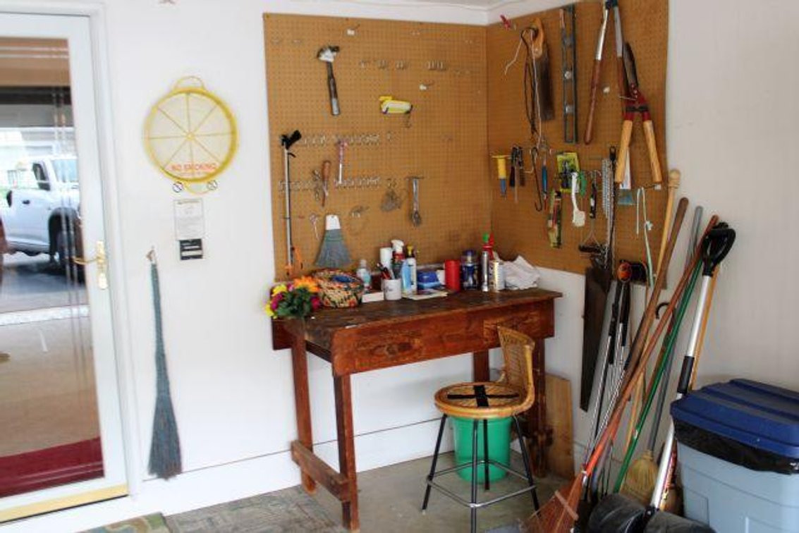 1/2 GARAGE CONTENTS, LONG HANDLES AND MORE