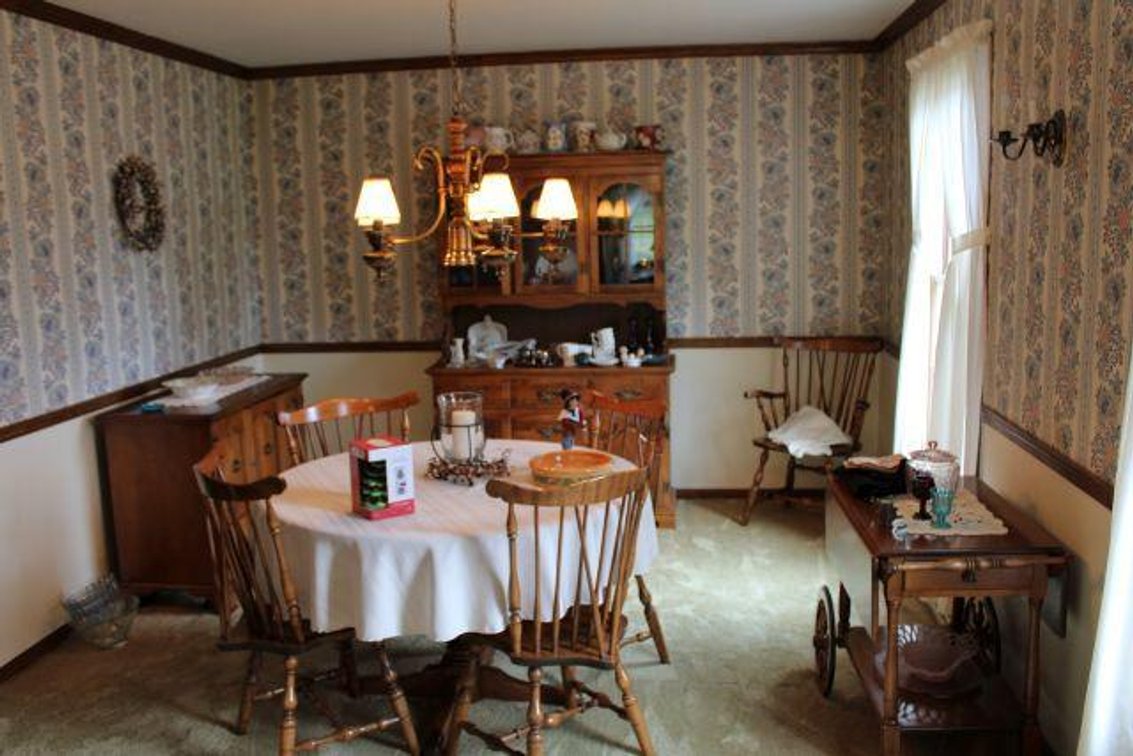 DINING ROOM TABLE, WASHSTAND, BEVERAGE CART, CHINA CABINET, WINE CELLAR, ETC