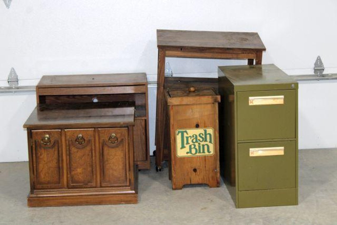 COFFEE TABLE, TRASH BIN, FILING CABINET, ENTERTAINMENT CENTERS