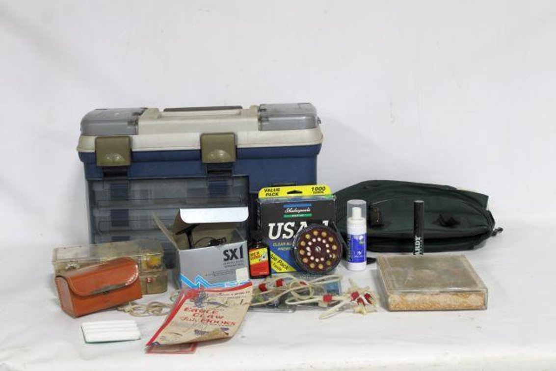 FISHING SUPPLIES, TACKLE BOX, ETC