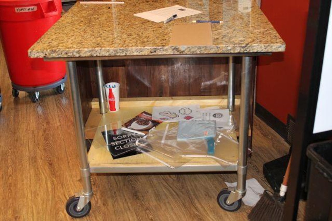 ROLLING GRANITE TOP TABLE