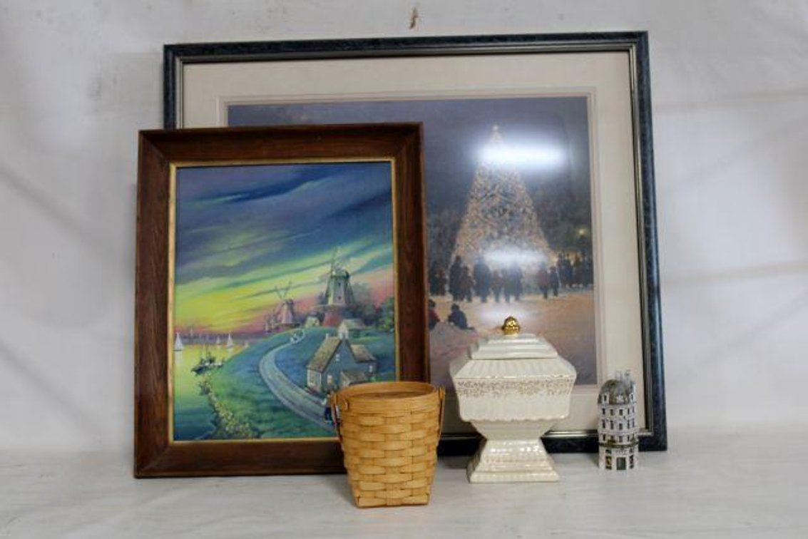 WALL ART, BASKET, ETC