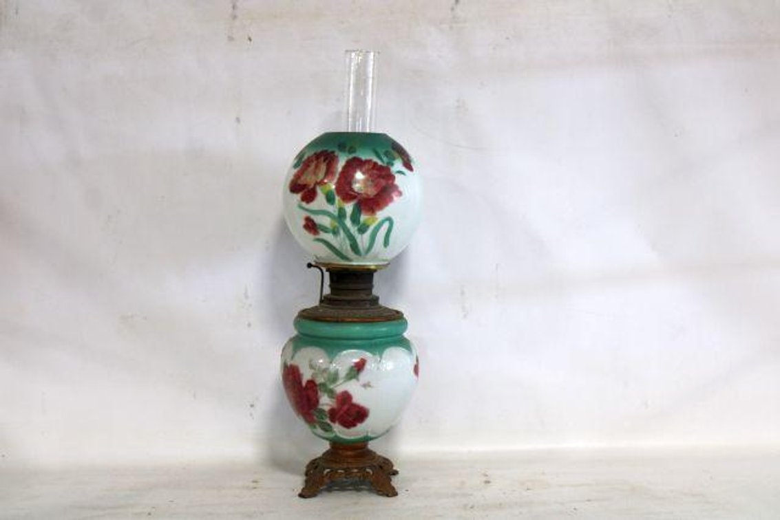 VINTAGE PAINTED OIL LAMP