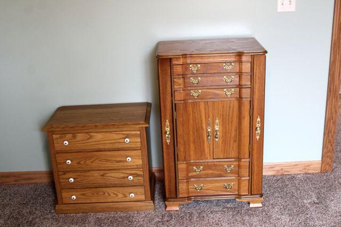 JEWELRY CABINET AND NIGHT STAND 