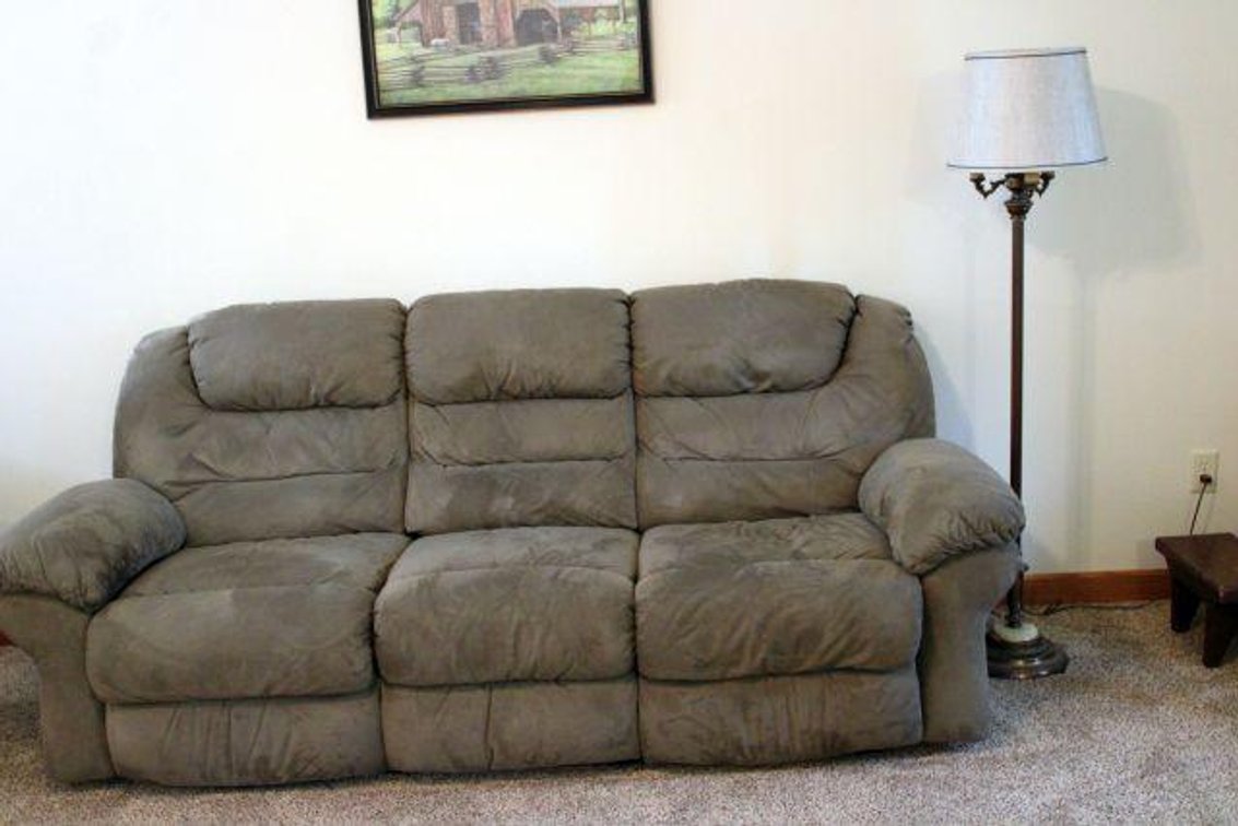 RECLINING COUCH AND LAMP