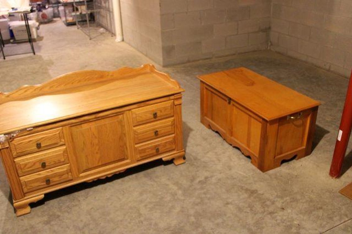 CEDAR CHEST AND OTHER CHEST W/ CONTENTS 