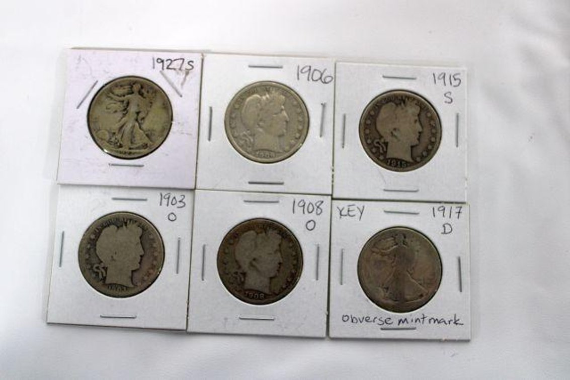 WALKING LIBERTY AND BARBER HALF DOLLARS 