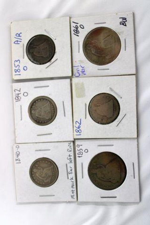 SEATED LIBERTY HALF DOLLARS AND QUARTERS 