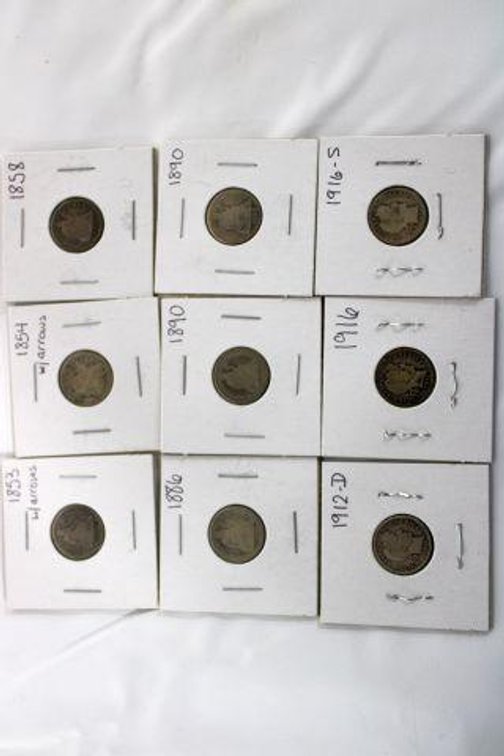 SEATED LIBERTY AND BARBER DIMES 