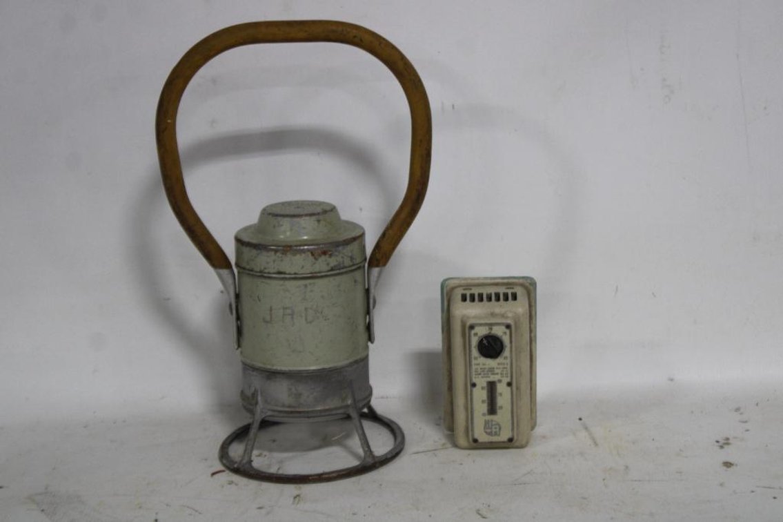 VINTAGE LANTERN AND THERMOSTAT 