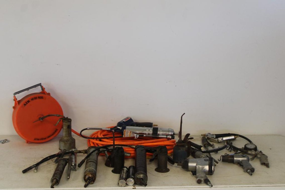 GREASE GUNS, OIL CANS, AIR HOSE