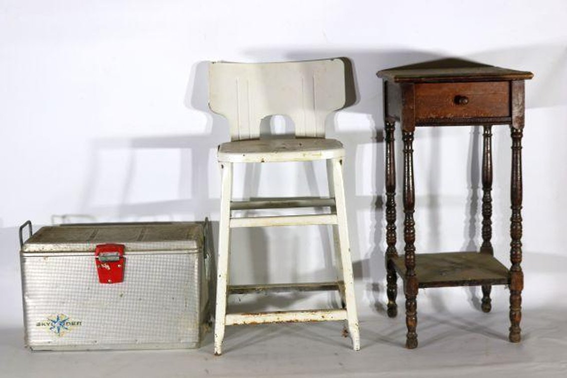 CHAIR, NIGHT STAND, COOLER