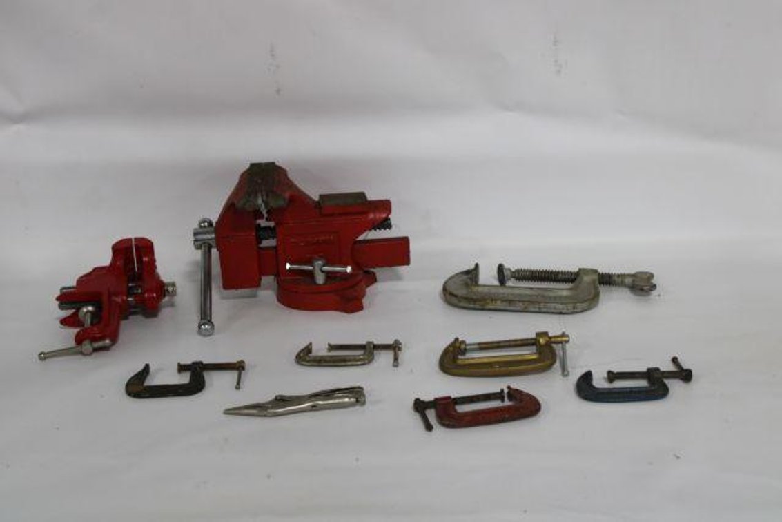 BENCH VICE AND C-CLAMPS