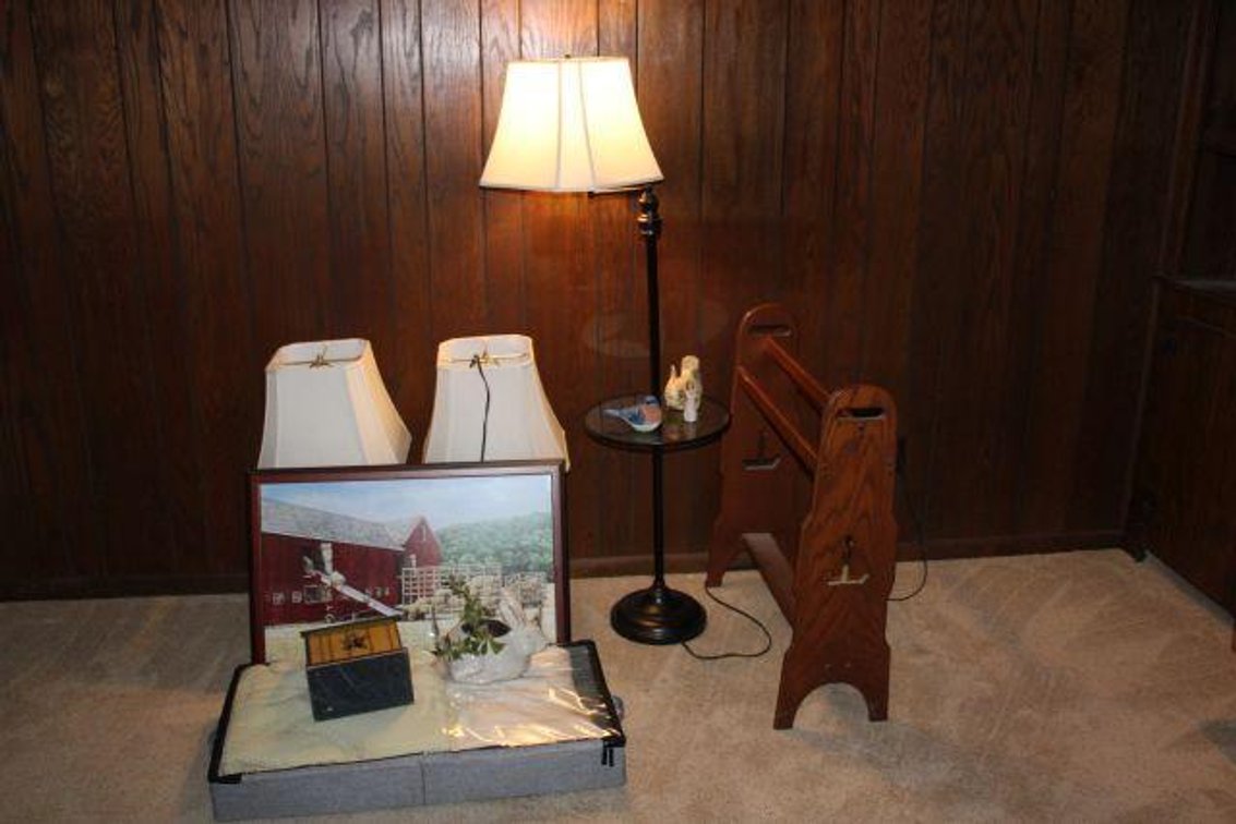 LAMPS, QUILT RACK, ETC