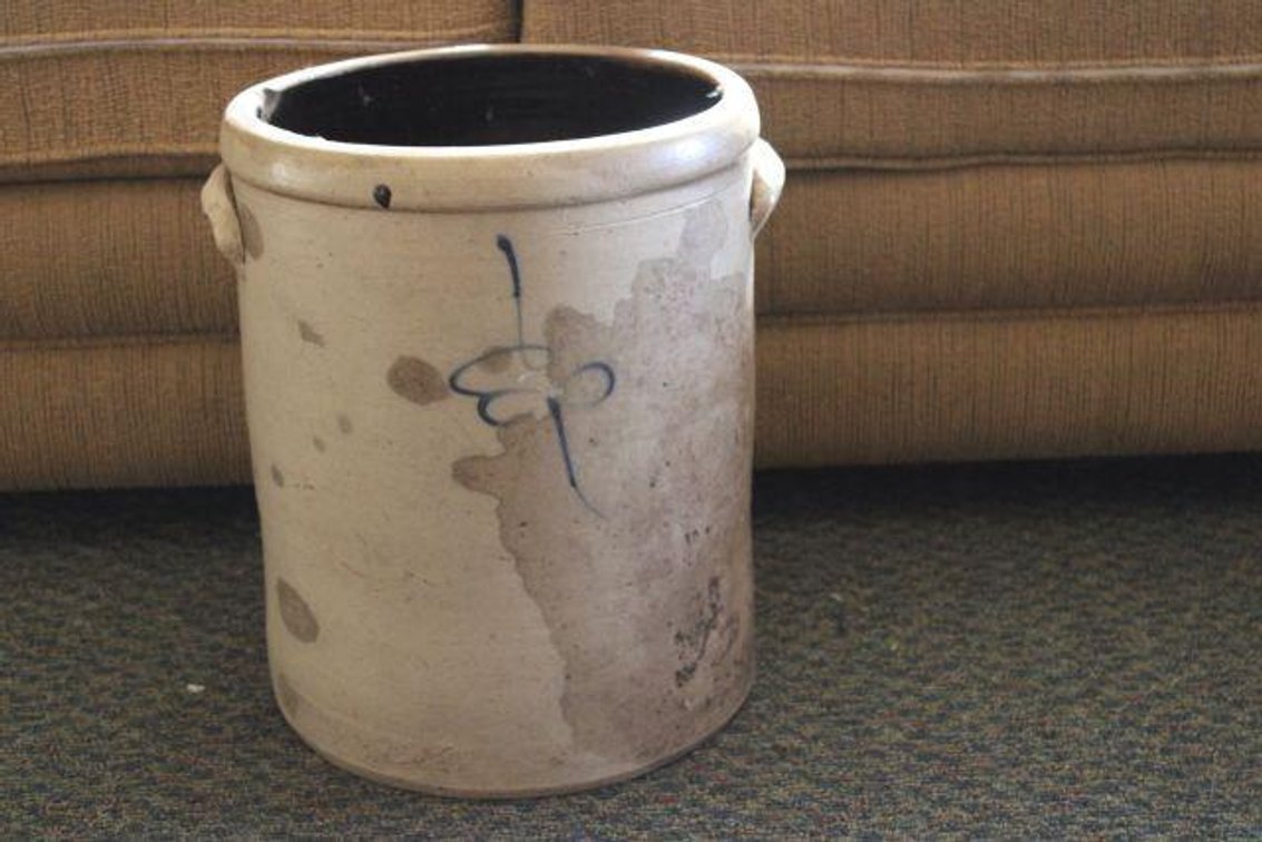 SALT GLAZED BLUE COBALT CROCK