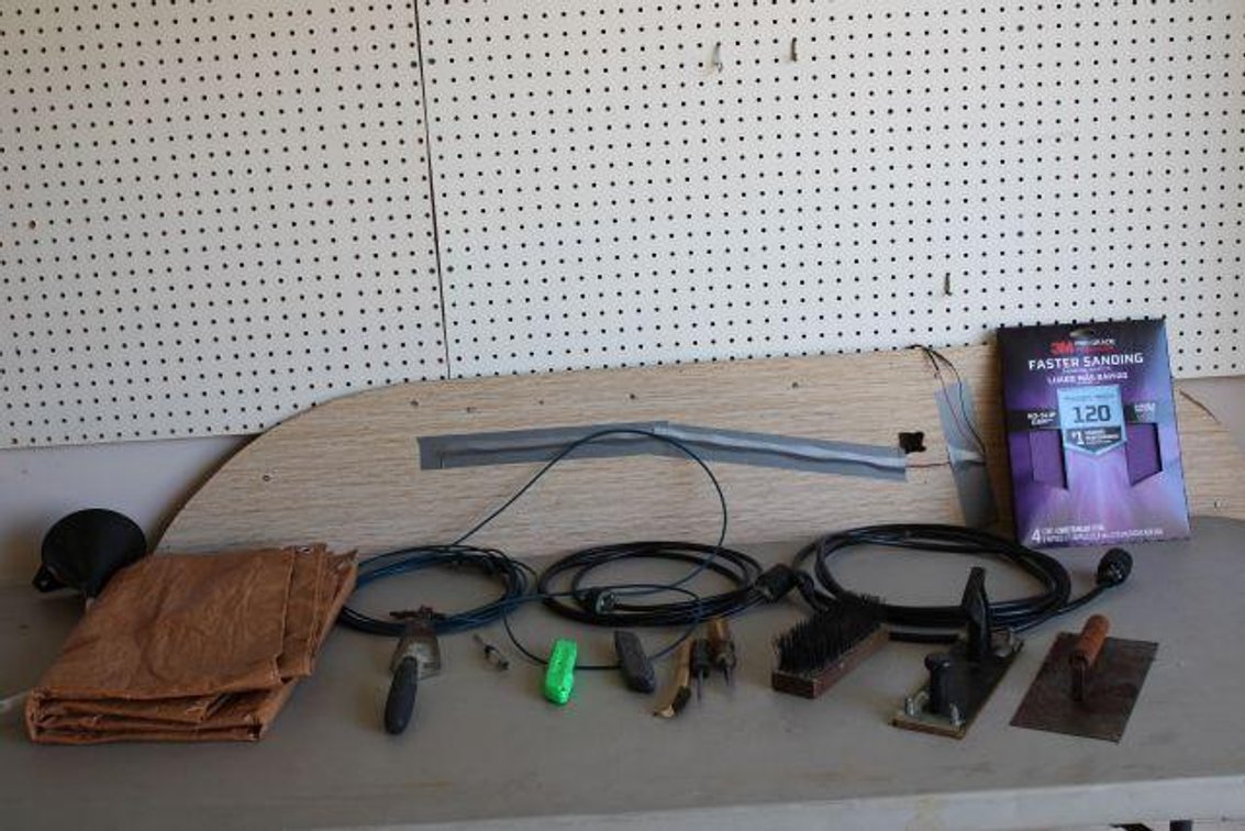 EXTENSION CORD, BOX CUTTERS, TARPS, ETC