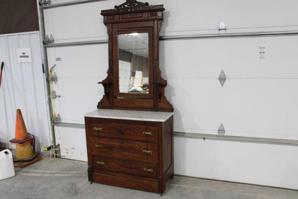 ANTIQUE CHEST W/ MIRROR