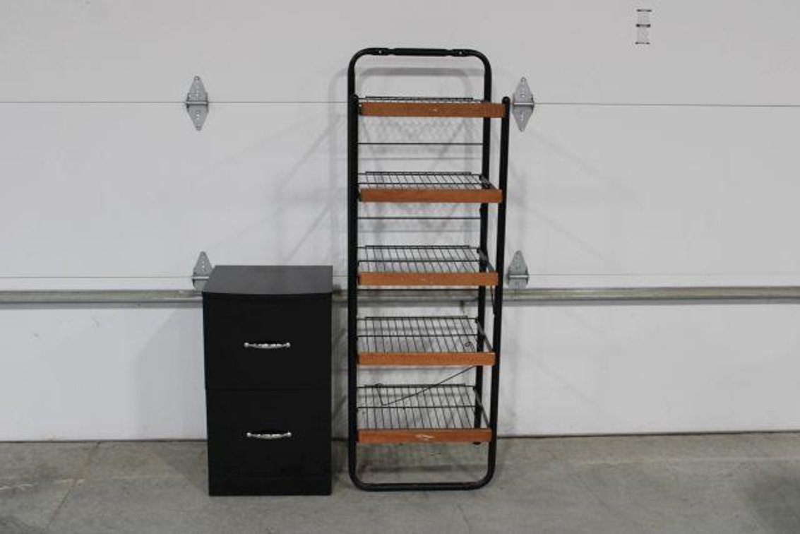 WIRE RACK AND FILING CABINET 