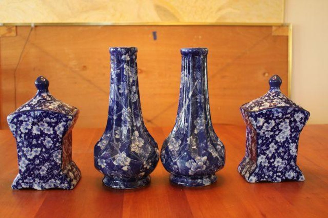 VICTORIA WARE SET OF VASES AND JARS 