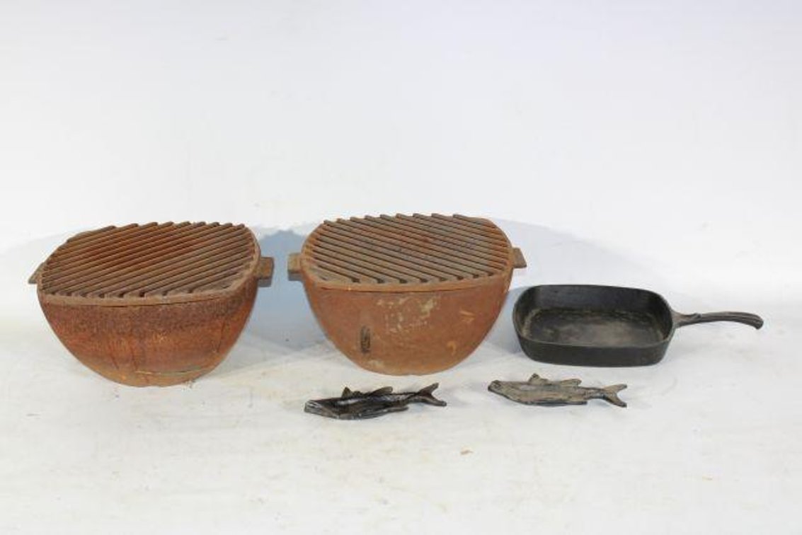 CAST IRON GRILLS, SKILLET, FISH