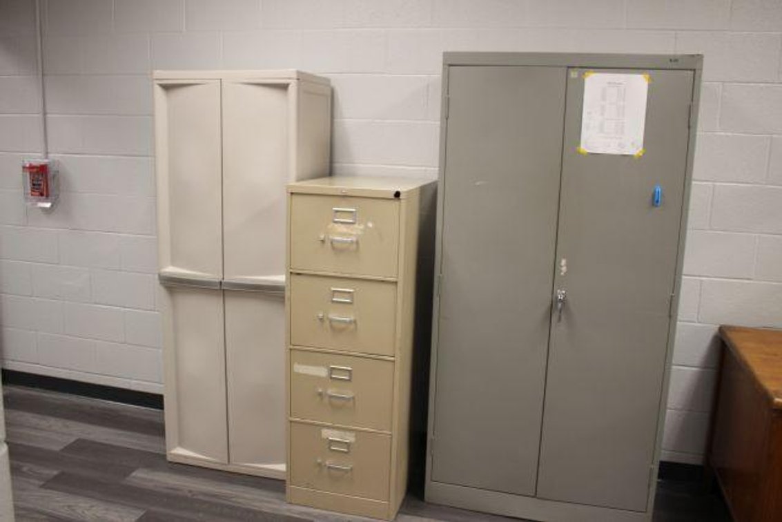 STORAGE CABINETS AND FILE CABINET (94)