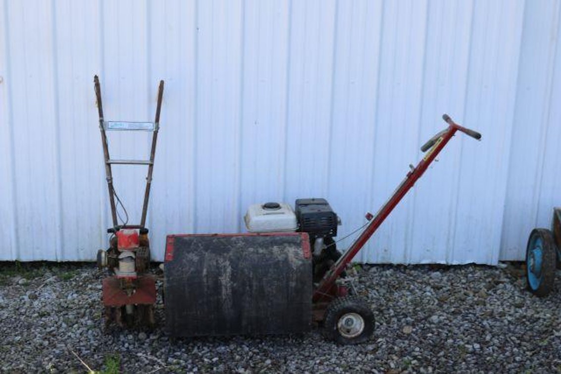 BROWN BED EDGER AND MANTIS ROTOTILLER 