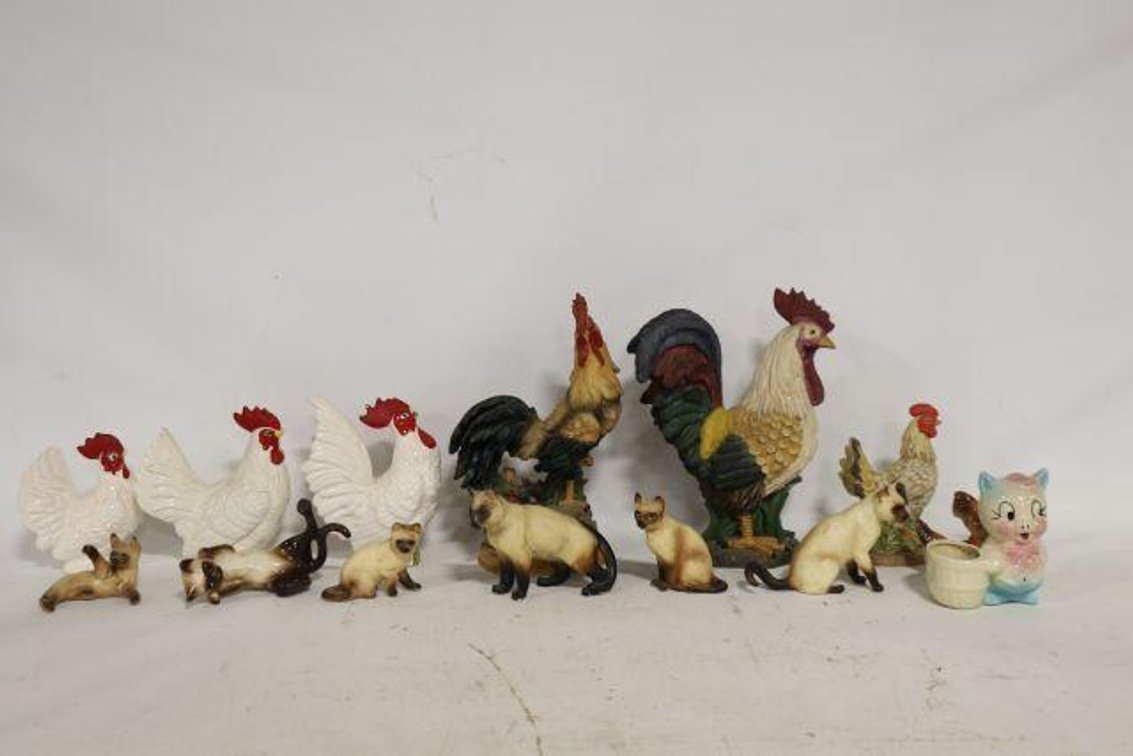 CHICKEN AND CAT FIGURES