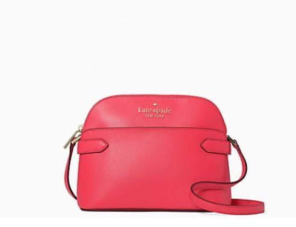 Kate Spade Staci Saffiano Leather Dome Crossbody in Dark Watermelon Gelato