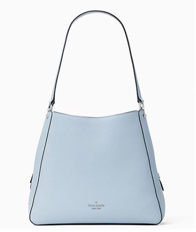 Kate Spade Pebbled Leather Shoulder Bag in Ocean Fog.