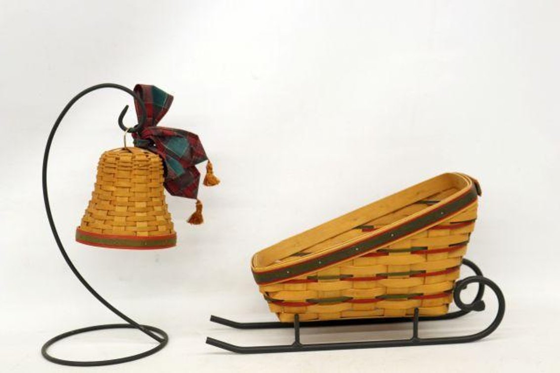 LONGABERGER SLEIGH RUNNERS BASKET AND NOEL BELL BASKET