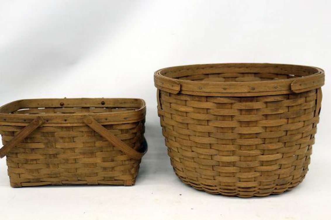 LONGABERGER APPLE-CORN BUSHEL BASKET AND MARKET BASKET 