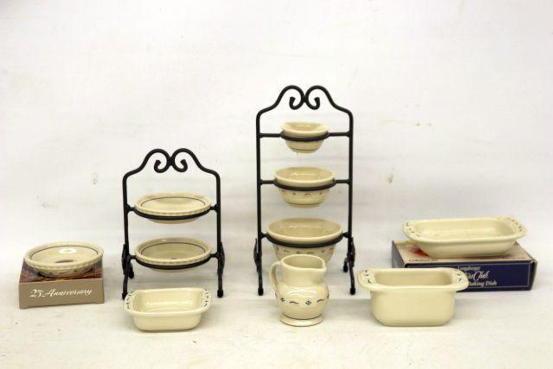 LARGE LOT OF BLUE MINIATURE LONGABERGER POTTERY 